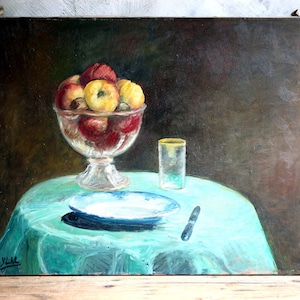 Original Still Life Oil Painting Artist Canvas Fruit Art Signed Ylar