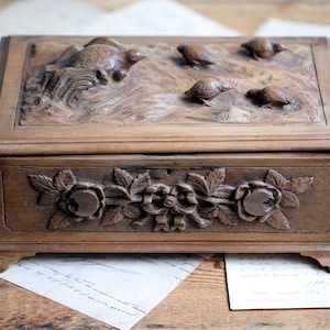 Large Antique Prisoner of War Carved Box French POW Wooden Trench Art WW1 J Gontier 1918