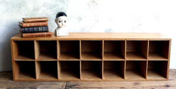 Vintage French Wooden Shelves Pigeon Hole Cabinet Mid Century Etsy