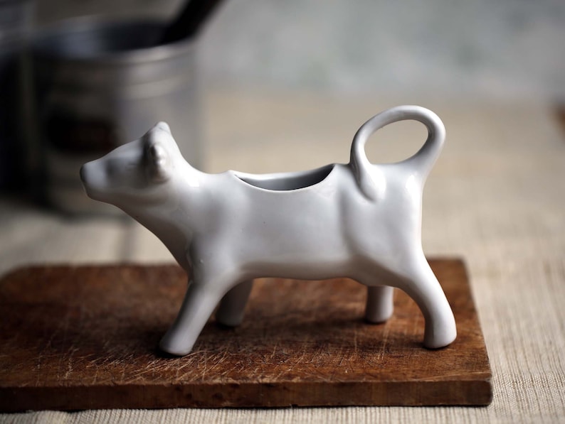 Vintage White Porcelain Cow Creamer French Serving Sauce Jug image 1