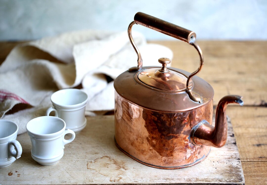 Antique French Copper Kettle Rustic Tea Kettle - Etsy