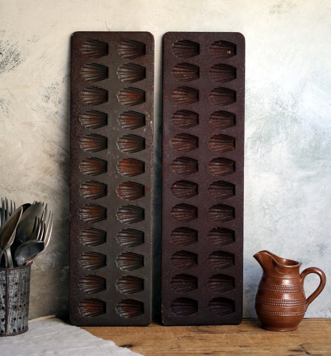 2 Antique Mini Madeleine Molds French Rusty Old Madeleine Tins