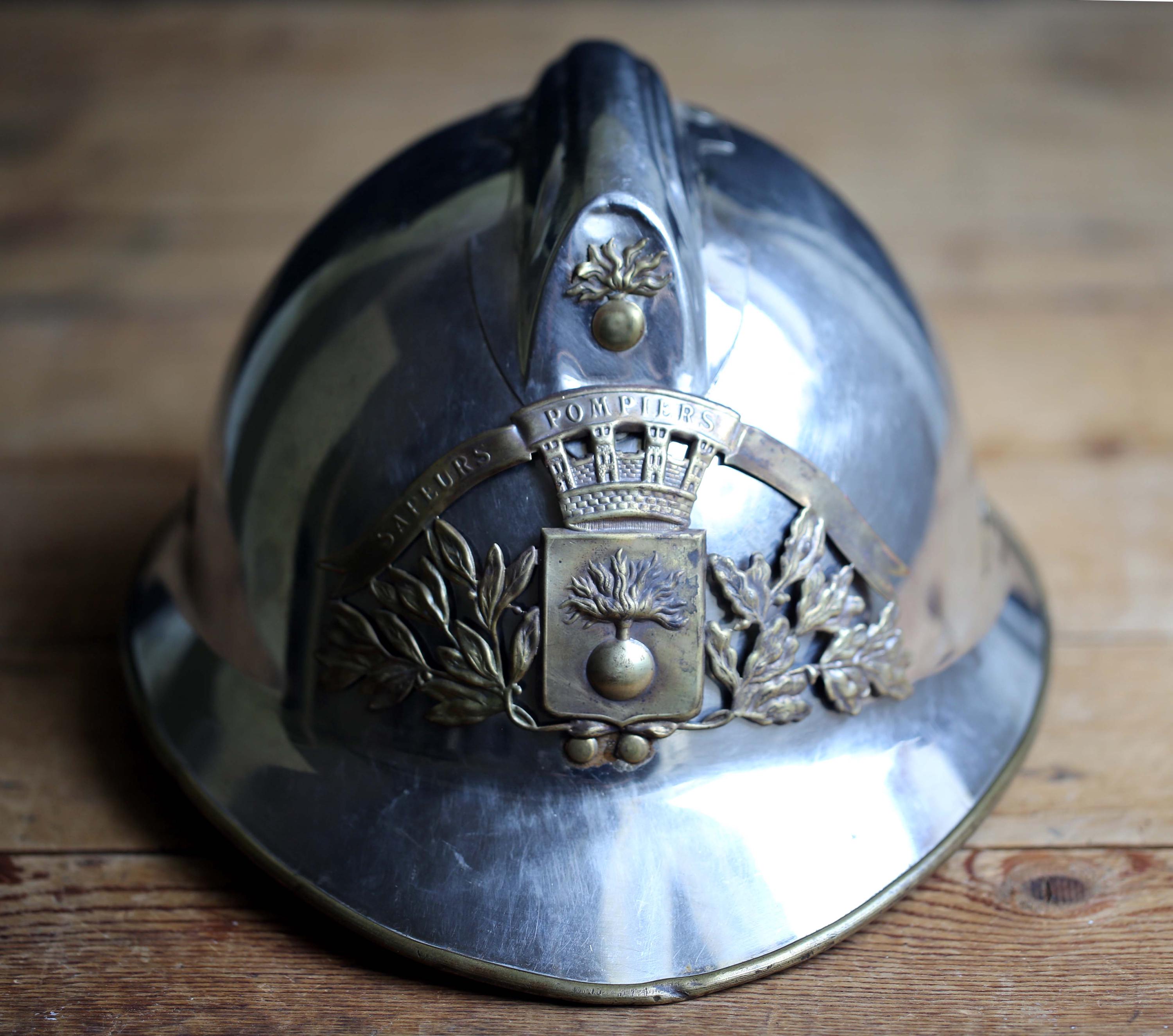 Antique Fire Helmet French Firefighters Hard Hat World War 2 II