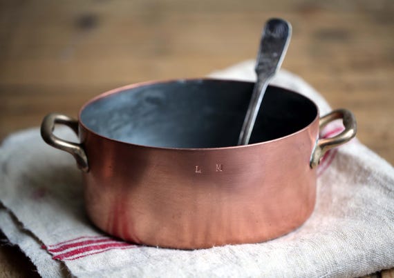 銅鍋　フランス製ヴィンテージ　オーバル　キャセロール 銅鍋フランス製ヴィンテージオーバルキャセロール