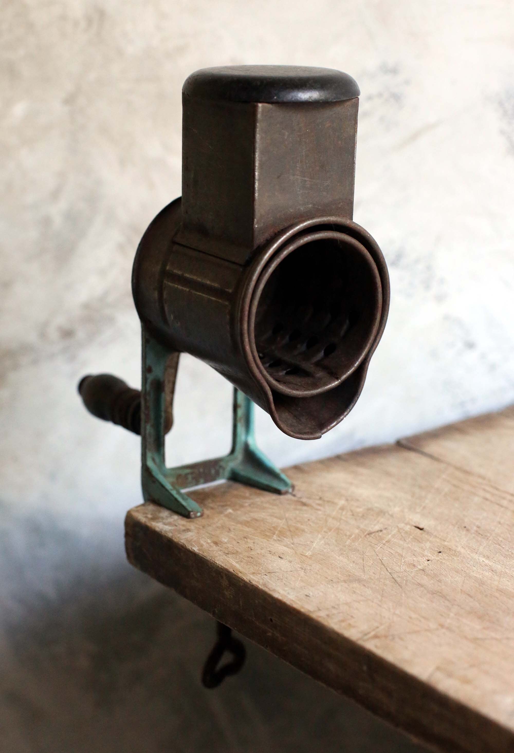Vintage German Cheese Grater Table Top Grater Cast Iron Blue Etsy