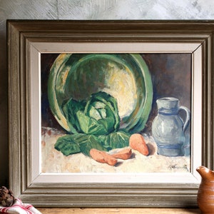 Original Oil Painting Expressionist Still Life Vintage French Kitchen Art Rene Le Forestier image 4