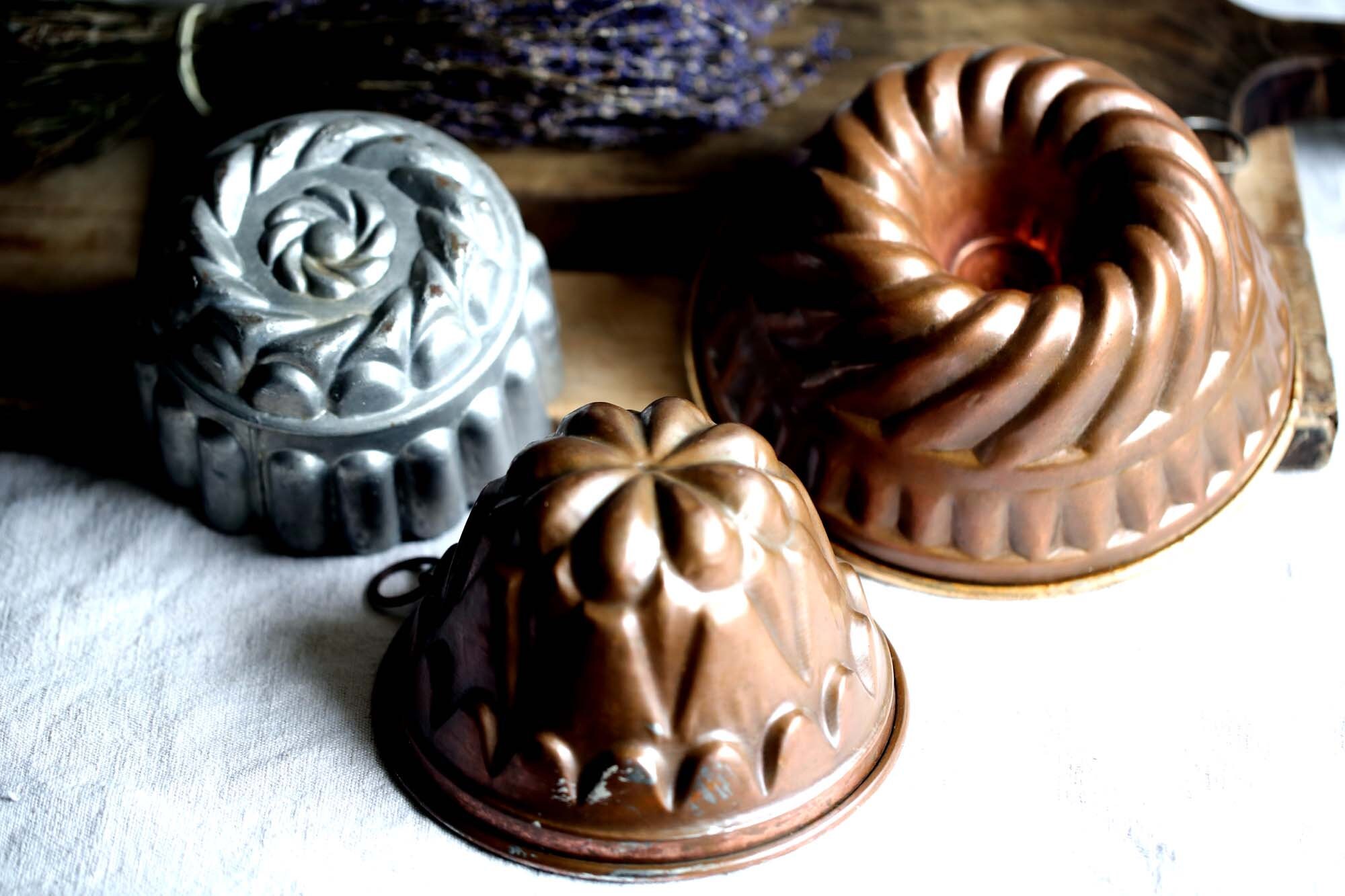 3 Moules en Gelée Vintage Tentures Murales en Cuivre et Étain Moules Décoration Murale de Cuisine Bo