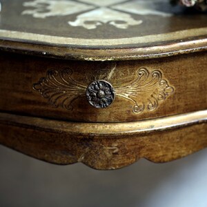 Florentine Console Nightstand/Dresser Wooden Bedside Cabinet Italian Vintage White & Gold image 3