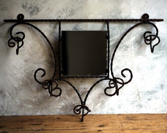 Coat Hooks & Mirror Wrought Iron Luggage Rack Parcel Metal Shelf French Hat Stand