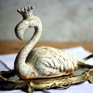 RESERVIERT Flamingo Türstopper mit Krone Statue Gusseisen Vogel Figur Metall Türstopper Schreibtisch Ornament Bild 8