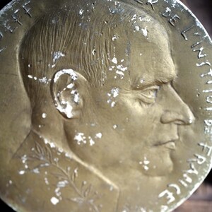 Vintage Cast for Monnaie de Paris Medallion by French Sculptor Raymond Joly Plaster Plaque of Jacques Rueff image 2