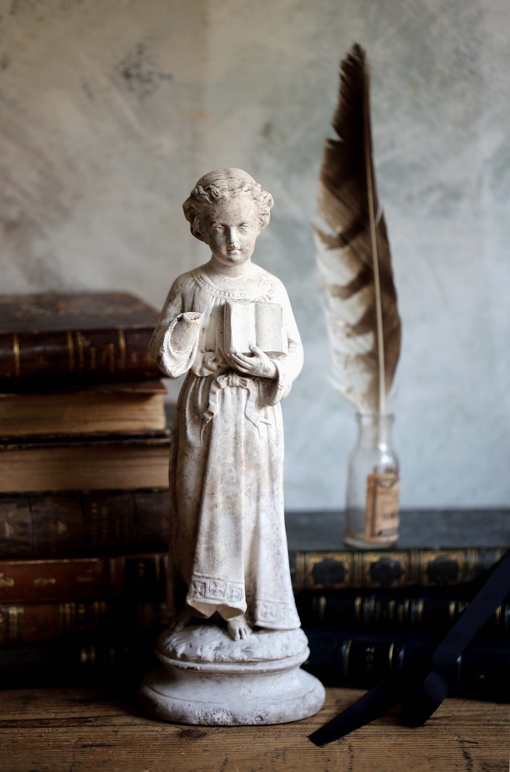 Rare Antique Chalkware Infant Jésus-Christ Statue 1800S Pieraccini