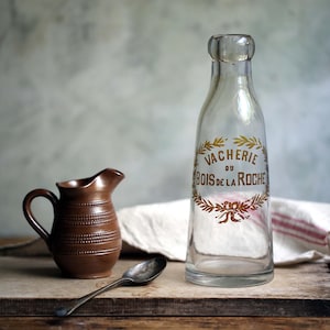 Antique Glass Milk Bottle French Advertising Vacherie du Bois de la Roche