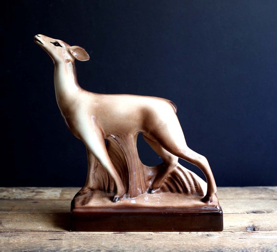 Large Antique Art Deco Deer Statue Fawn Mantelpiece Ceramic - Etsy UK
