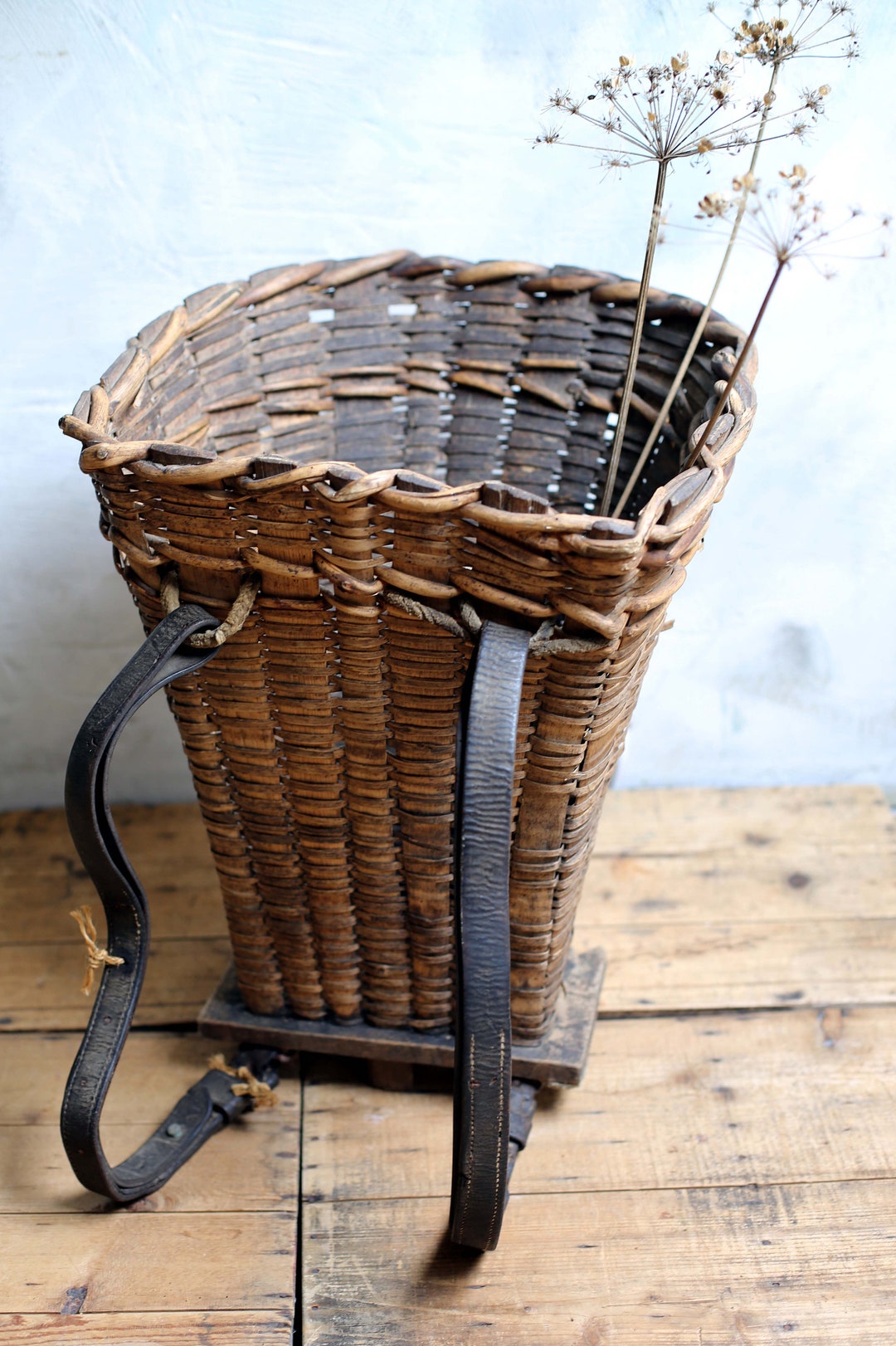 Antique Wicker Grape Basket Rustic French Vintage Harvesting Hod ...
