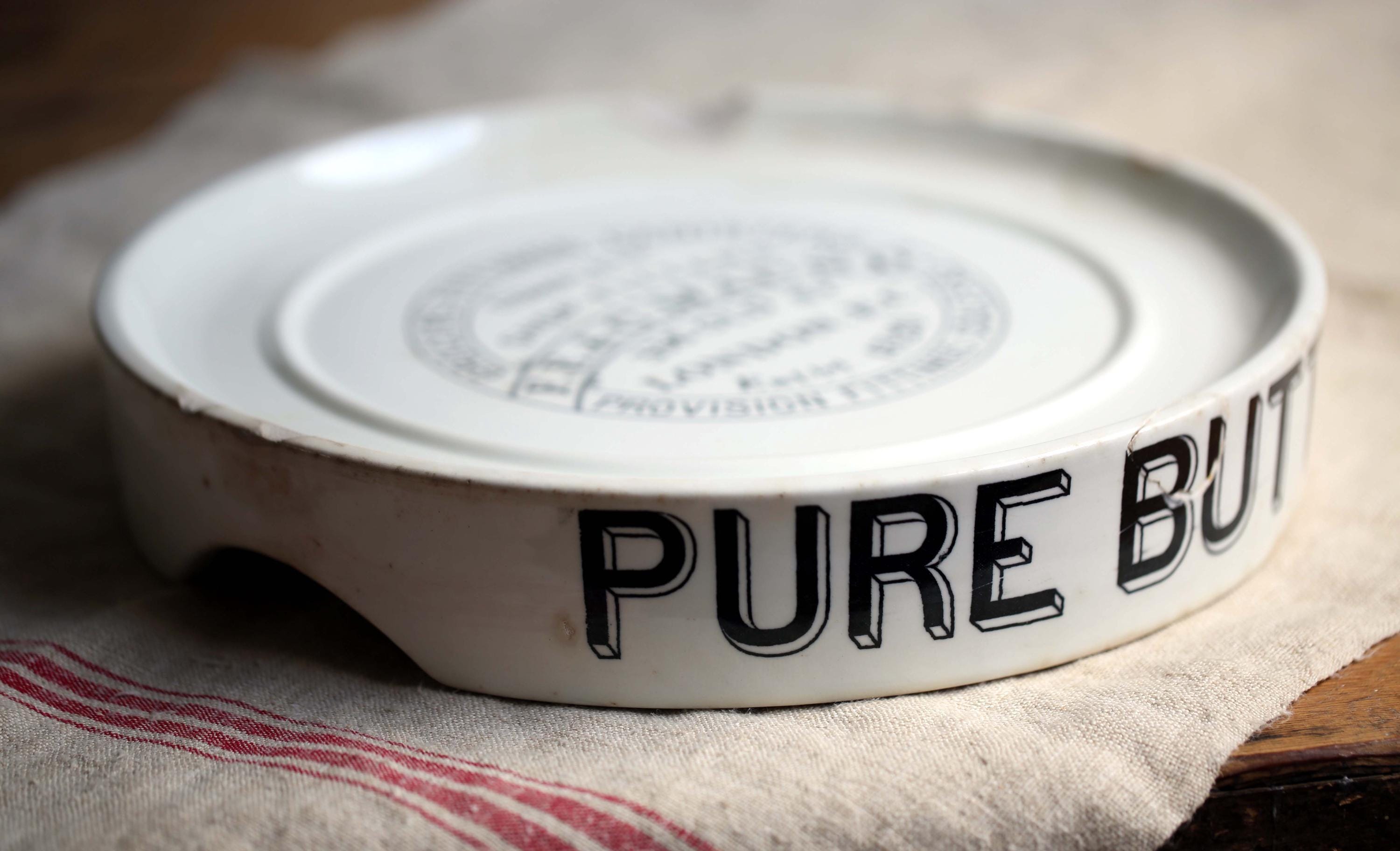 Antique Ironstone Butter Slab: English Dairy Shop Display, F E & G