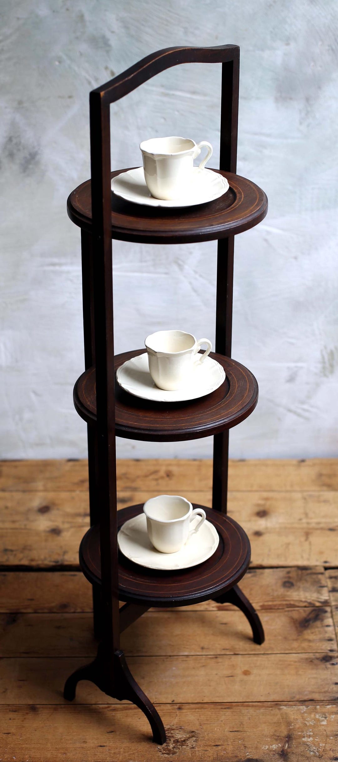 Antique Folding Plate Rack English 3 Tier Wooden French Cake Display ...