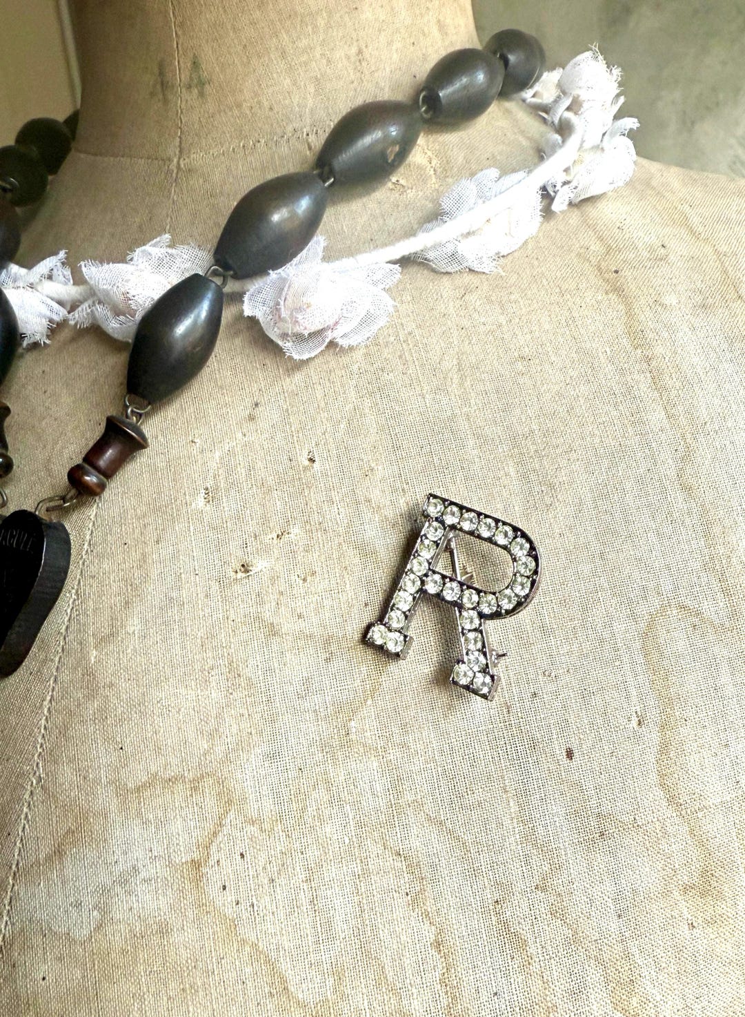 Diamante Letter R Brooch French Vintage Costume Jewelry Alphabet Pin ...