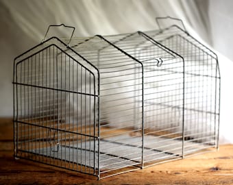Cage à oiseaux vintage en fil métallique, cage de voyage en métal pour les Français