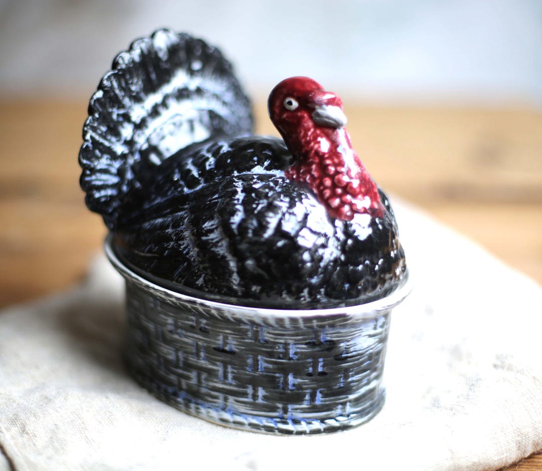 Geo Rabbit Paris Tureen Vintage French Majolica Turkey Tureen Small Ceramic Dish by Geo Paris ...