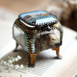 Antique French Ormolu Jewelry Box: Fontainebleau Chateau Souvenir