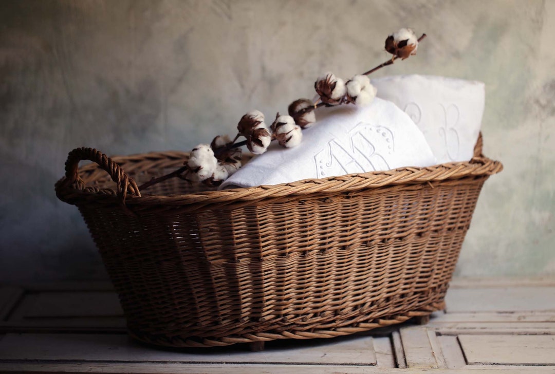 Large Antique French Laundry Basket Oval Oversize Hotel Linen Etsy