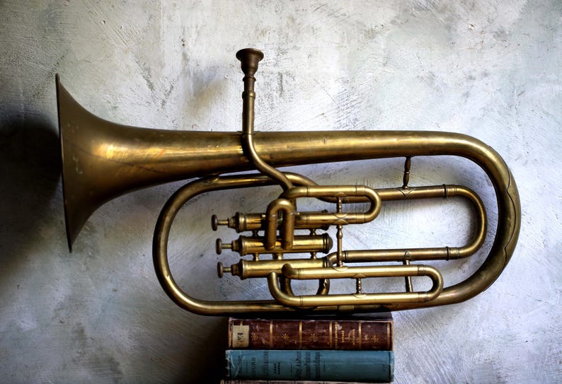 Antique French Tuba 3 Valve Brass Horn Musical Wind Instrument Etsy