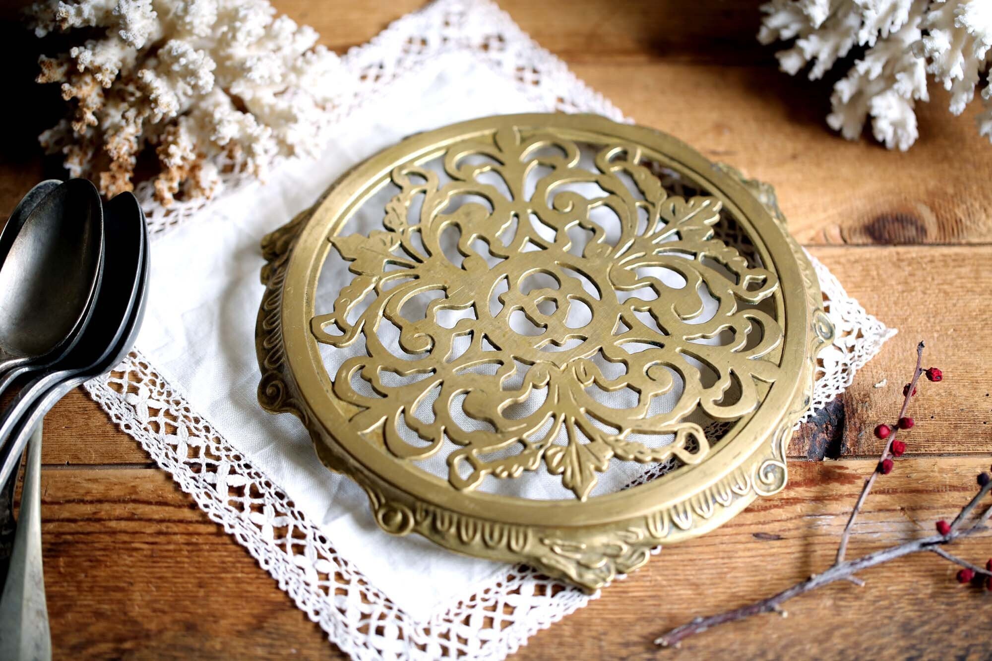 Trivet en Laiton Antique Français Pan Stand