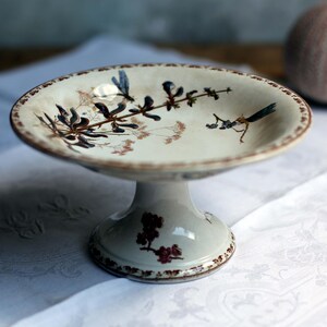 Ancien Support à Gâteau En Céramique Verte – Style Antique Pour Pâtisserie