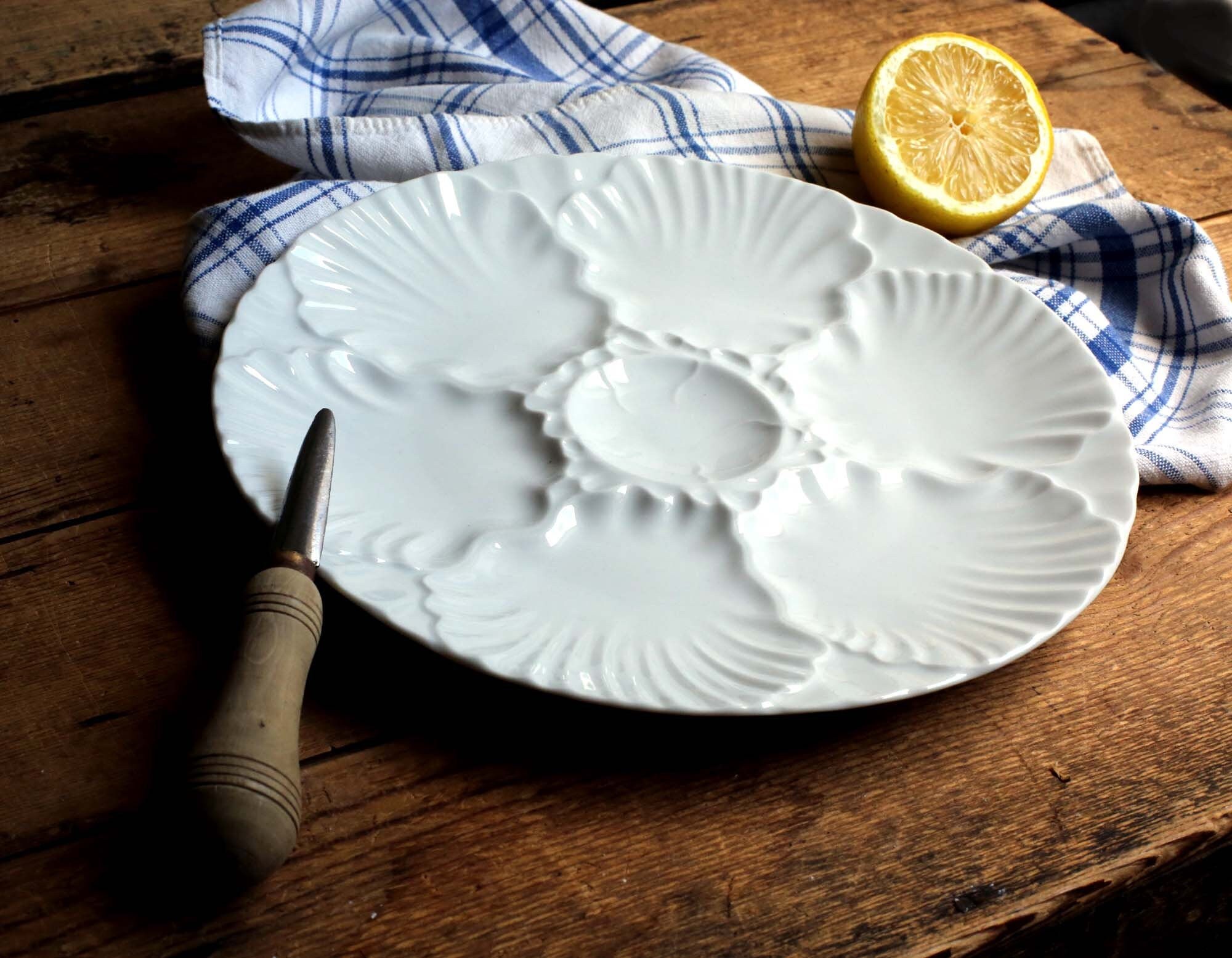 Vintage White Porcelain Seafood Oyster Assiette de Service Bareuther Waldsassen Bavaria