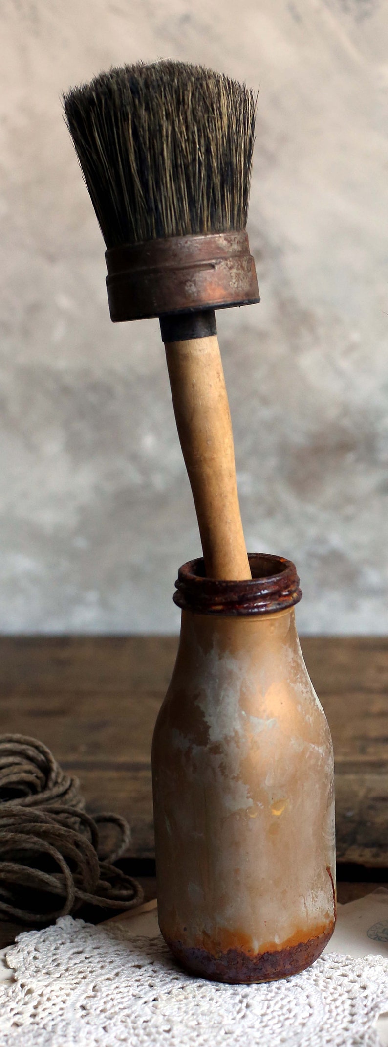Artists Gold Paint Pot Empty Glass Bottle Old Rusty Glass | Etsy