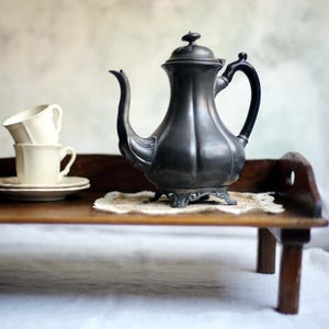 Antique Rococo Gadrooned Coffee Pot Pewter V S Sheffield