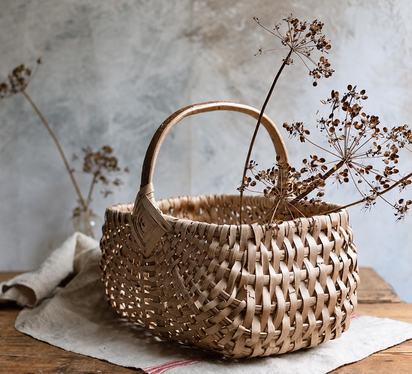 Antique Wood Basket - Etsy