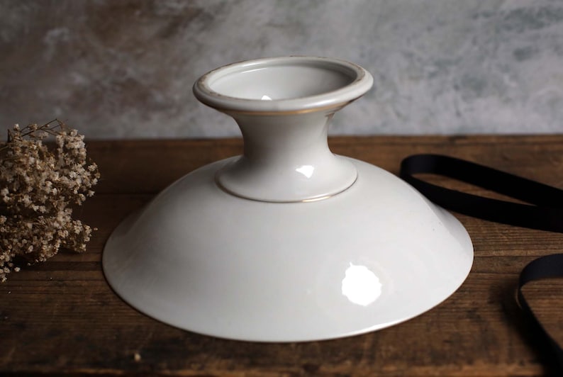 Antique French White /& Gold Porcelain Compote Cake Stand Pedestal Bowl Limoges