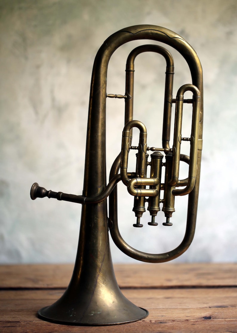 Antique French Tuba 3 Valve Brass Horn Musical Wind Instrument Etsy