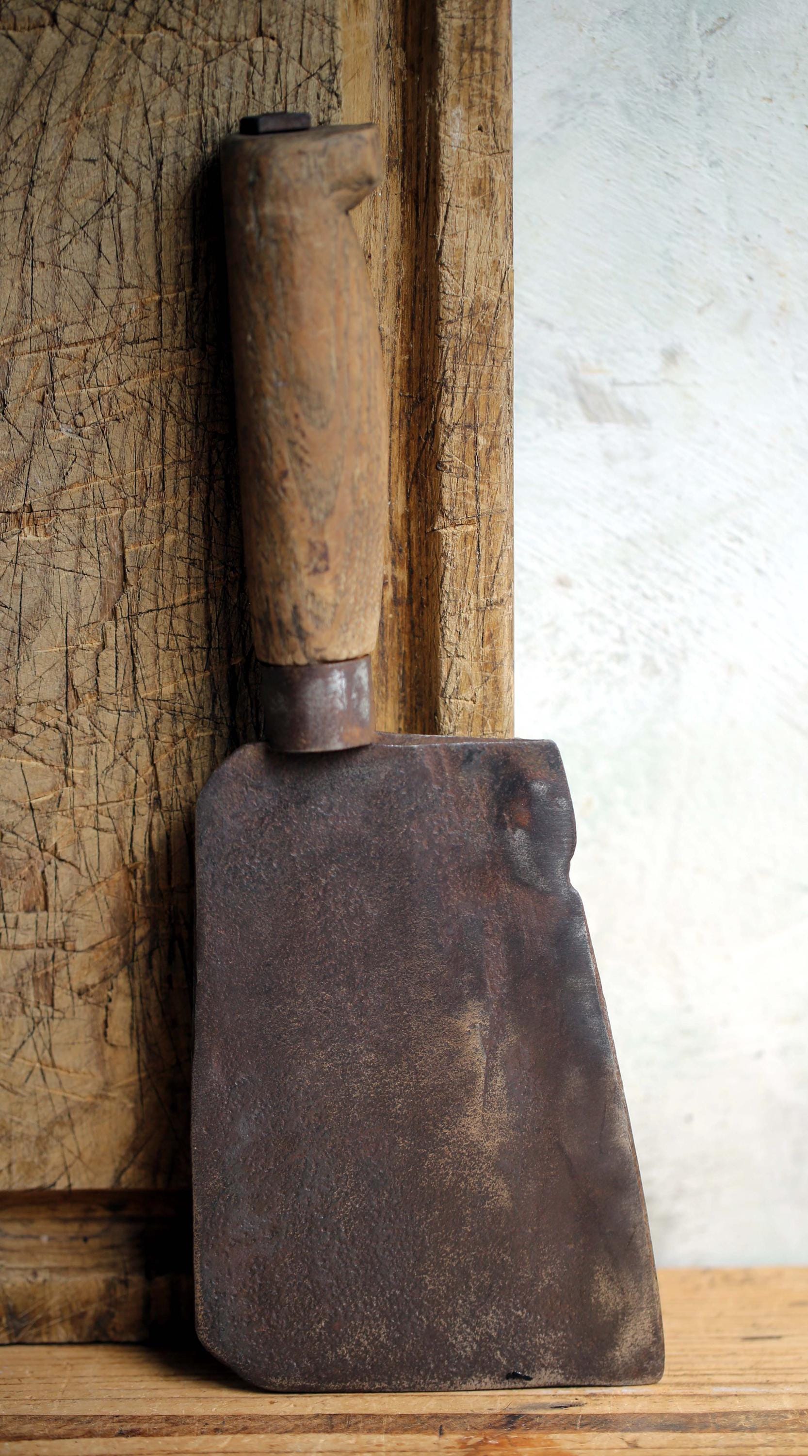 Rustic Cleaver Antique Rustic French Butchers Meat Cleaver Chopper Axe Kitchen Utensil ...