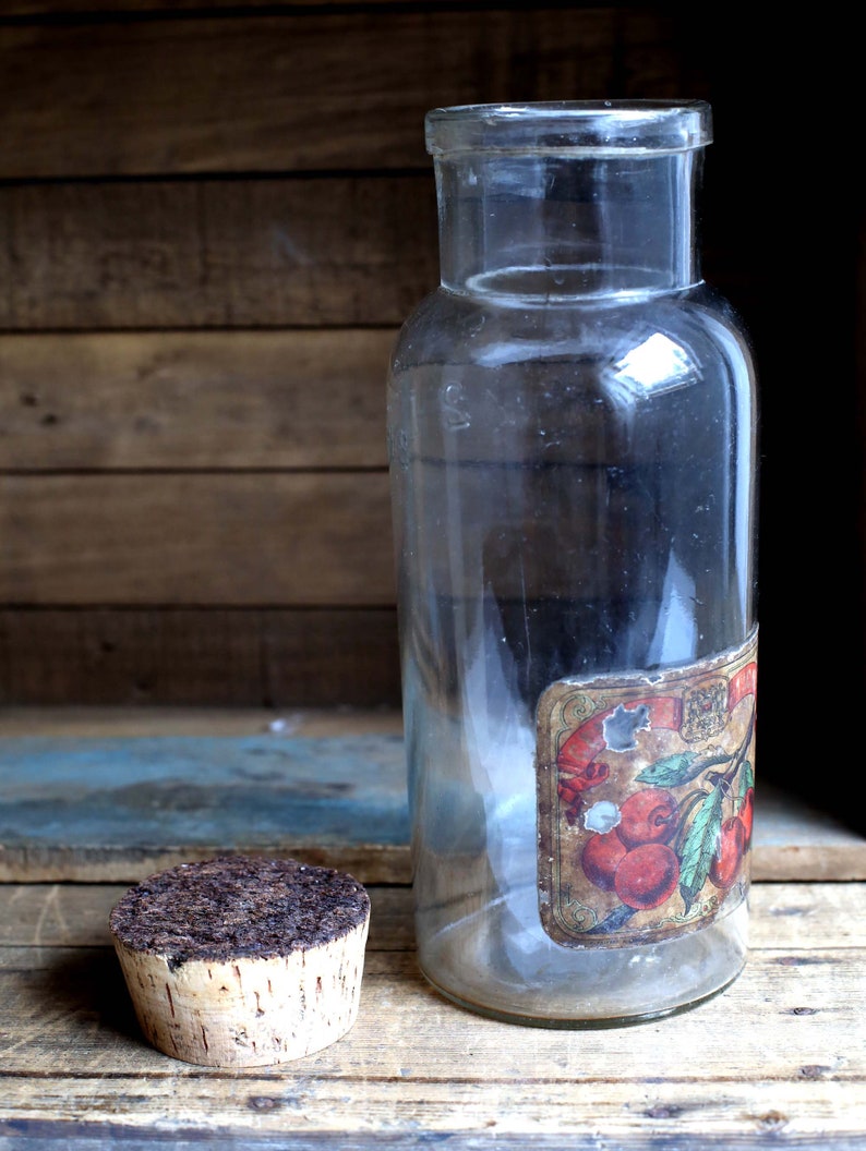 Large Antique Glass Jar Kitchen Food Storage Cherry Brandy Etsy