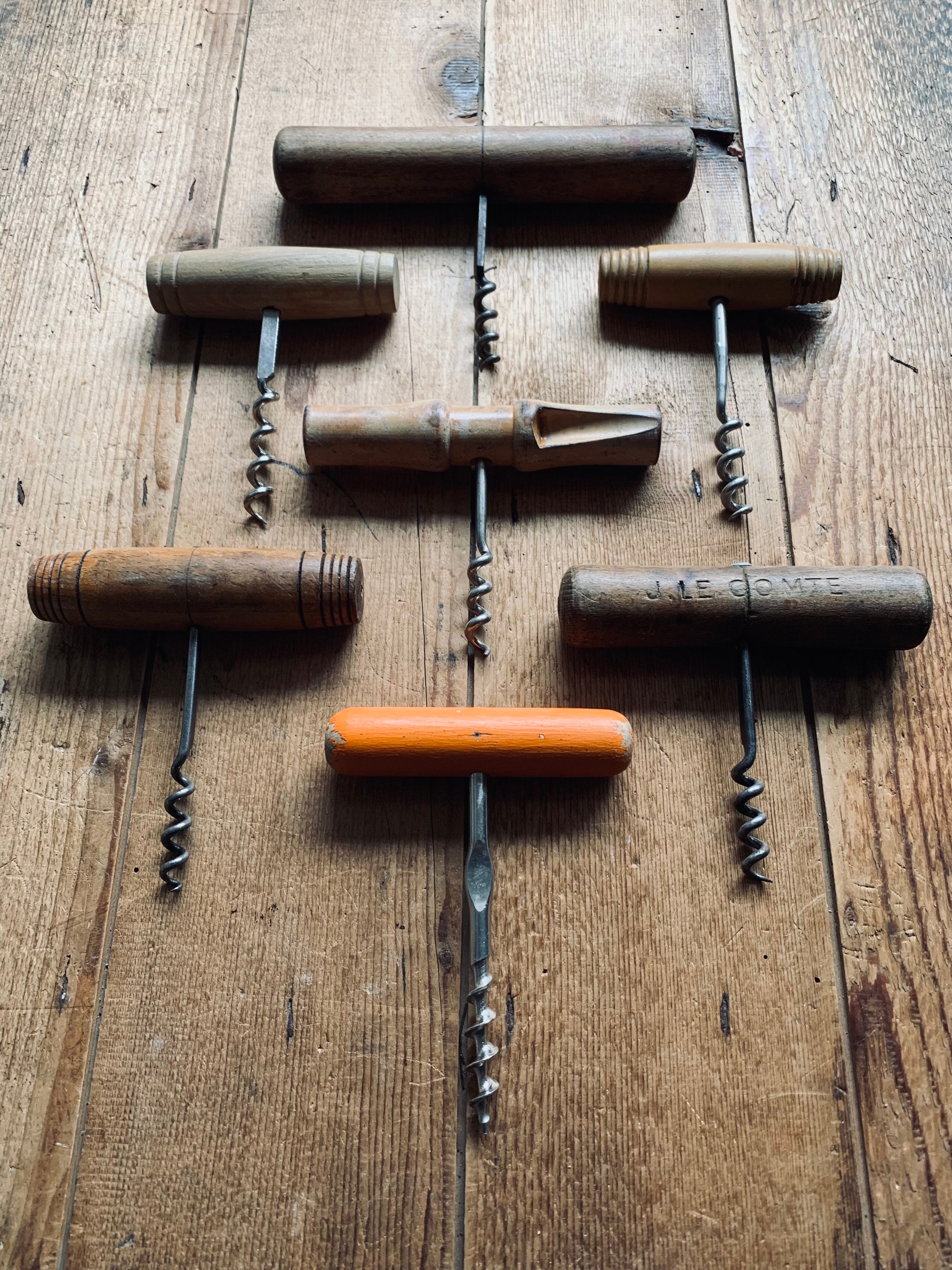 7 Millésimes Français Wine Bottle Opener Corkscrew Wooden Cork Remover Food Barware Photography Prop