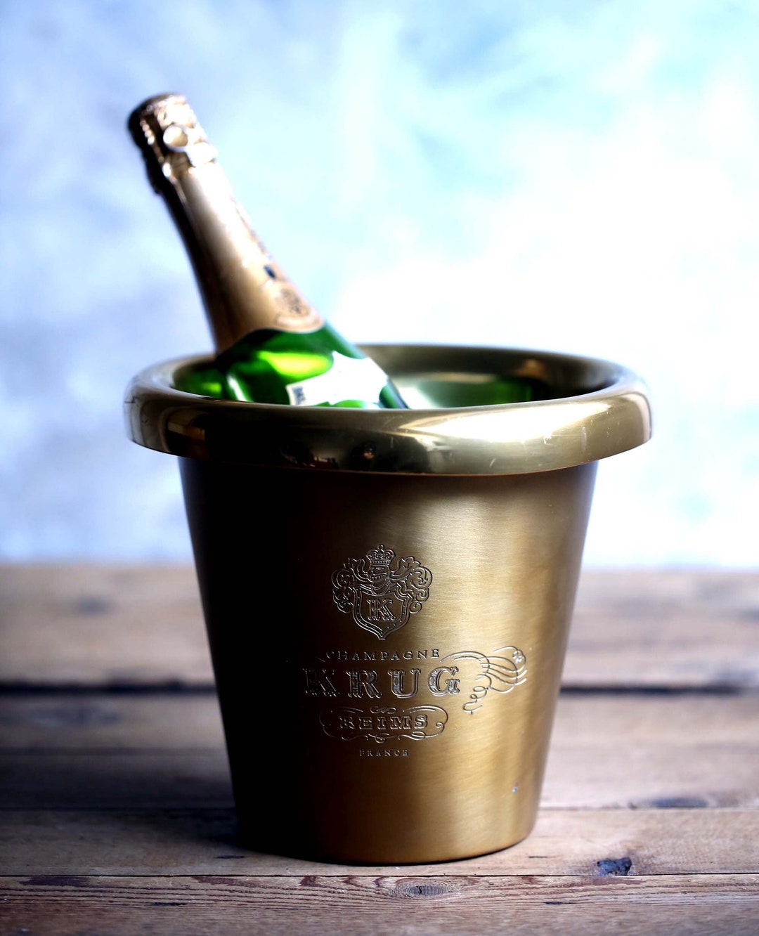 French KRUG Champagne Bucket Gold Plate Pewter Wine Cooler Ice Etsy