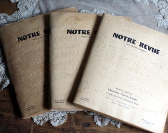 Vintage French Braille Journal Reading Material Book Notre Revue