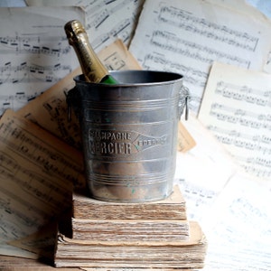 Antique French MERCIER Champagne Ice Bucket Metal Wine Cooler Vintage Ice Bucket