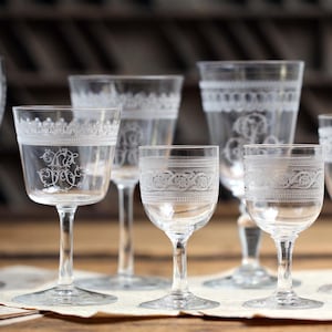 6 VERRES A VIN CRISTAL BACCARAT ? Taillé XIXe épis et feuilles déco TABLE D Transparent