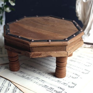 Vintage Tea Table Wooden Foot Stool Footstool Small Display Stand image 2