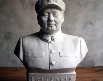中国美術コレクション 文化大革命期の磁器製毛沢東主席像 - Etsy