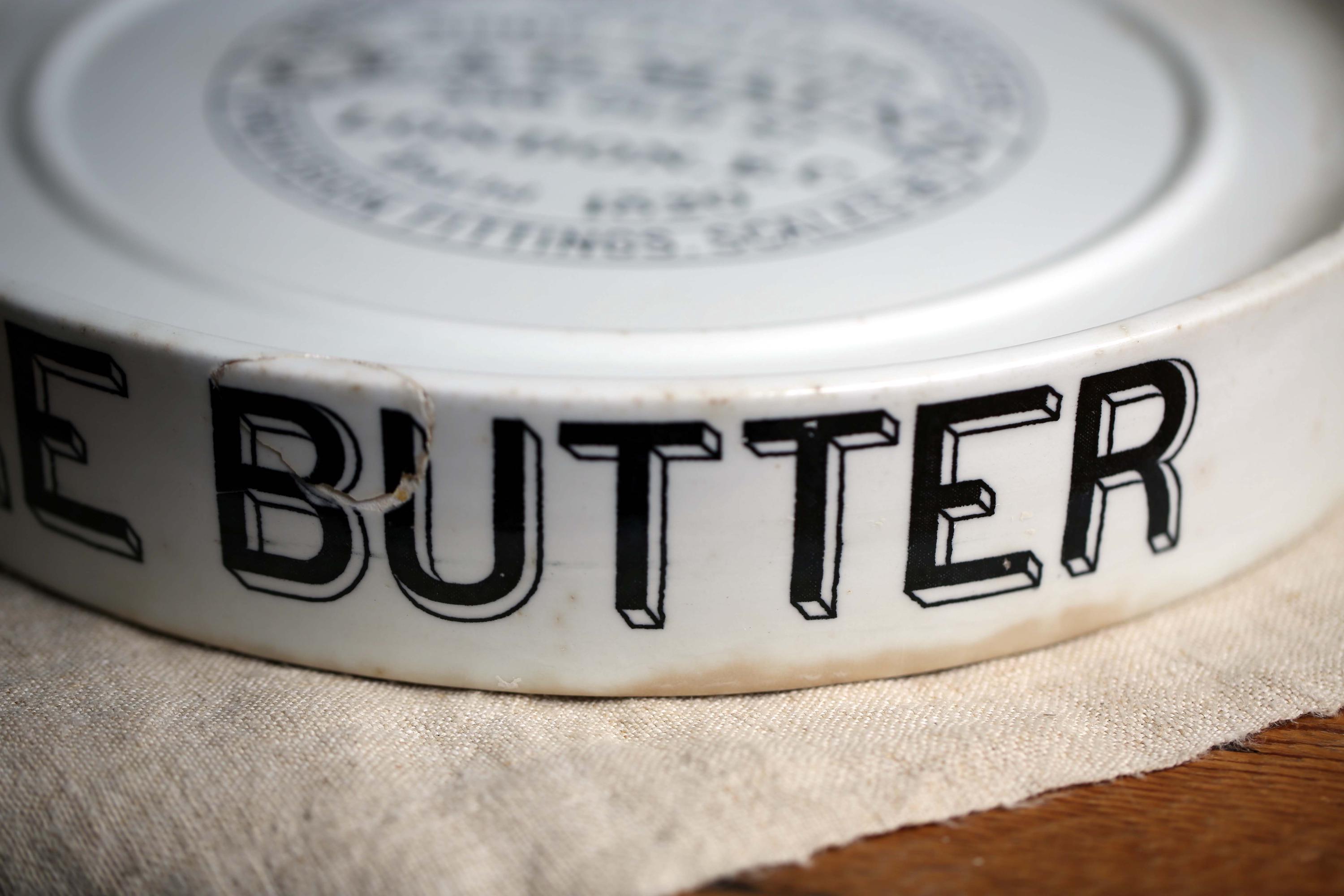 Antique Ironstone Butter Slab: English Dairy Shop Display