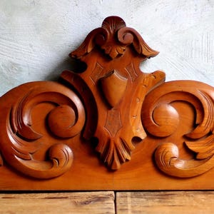 Large Antique French Wooden Pediment Fronton Wall Decoration Rococo Architectural Salvage Napoleon III
