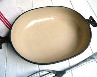 UNUSED Le Creuset Enzo Mari Cast Iron Gratin Dish Roasting Casserole Pan French Dark Brown Enamel Mama Range Size 25