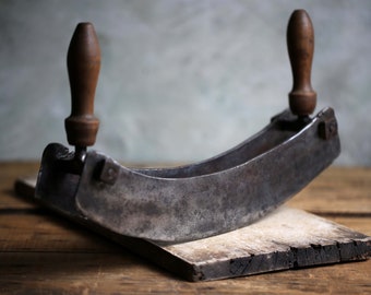 ÉNORME Antique Français 2 Blade Herb Chopper Grand Couteau à Bascule