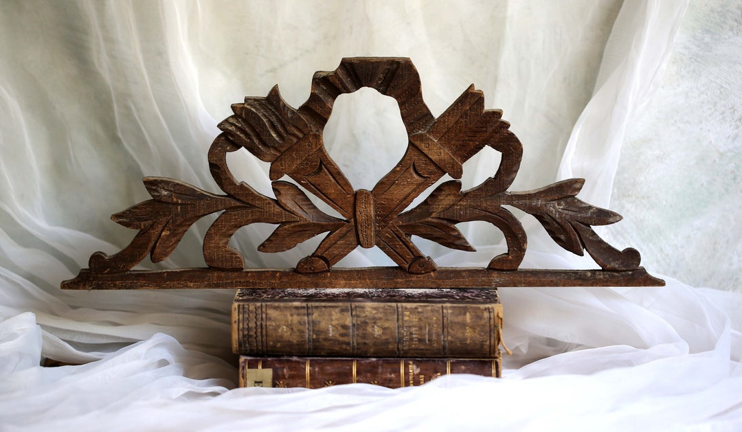 Antique French Carved Ribbon Wooden Fronton Apprentice Piece - Etsy