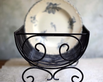 French Dish Drainer Metal Plate Draining Rack Vintage Wire Display Stand Farmhouse Kitchen Drainer
